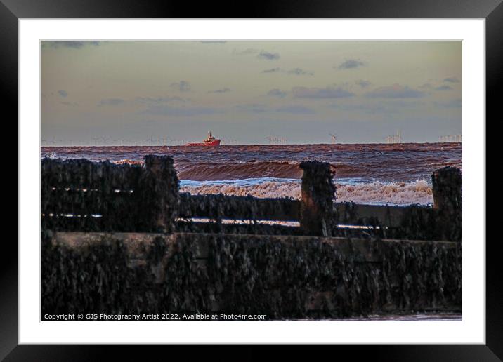 Support Vessel at Windfarm Framed Mounted Print by GJS Photography Artist