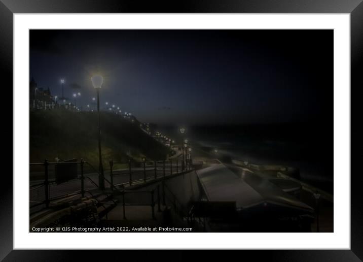 Lights On Seafront Framed Mounted Print by GJS Photography Artist