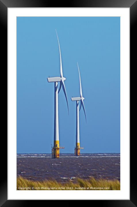Wind Turbines in Choppy Seas Framed Mounted Print by GJS Photography Artist