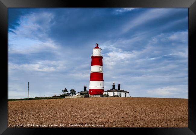 Happisburgh Lighthouse Top of Hill Framed Print by GJS Photography Artist