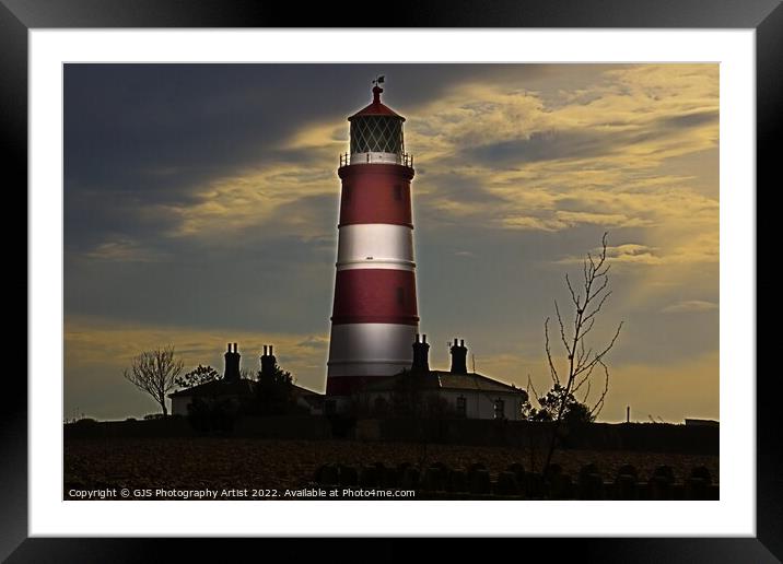Happisburgh Lighthouse Light Reflecting Framed Mounted Print by GJS Photography Artist