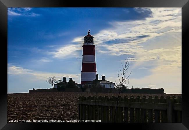 Happisburgh Lighthouse from Footpath Framed Print by GJS Photography Artist