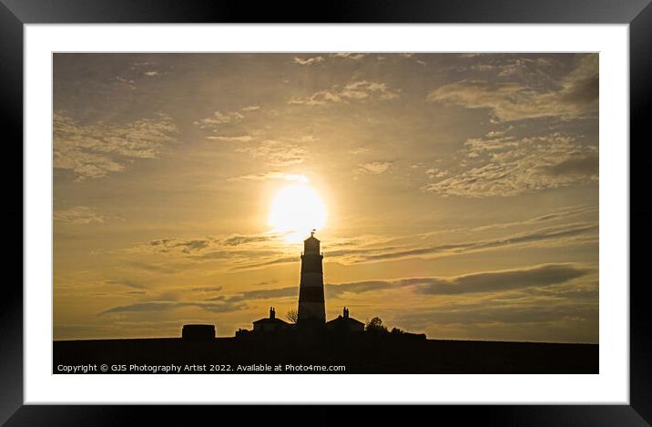Orange Glows Over the Lighthouse Framed Mounted Print by GJS Photography Artist