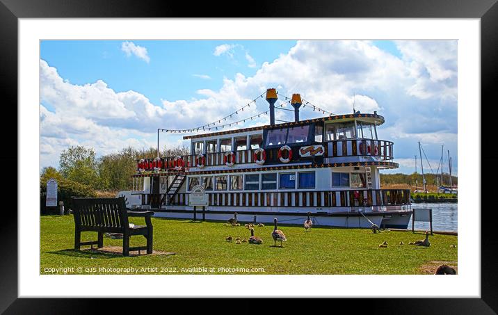 Paddle Steamer with Geese Audiance Framed Mounted Print by GJS Photography Artist
