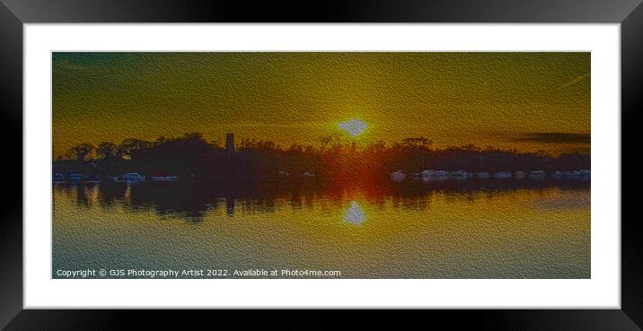 Ranworth Broad Sunset in Oil Framed Mounted Print by GJS Photography Artist