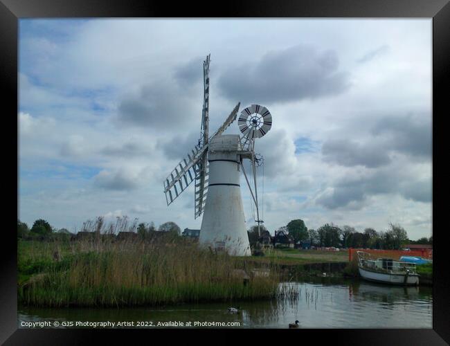 Thurne Windmill From a Boat Framed Print by GJS Photography Artist