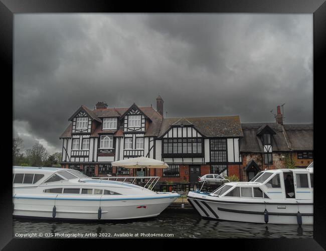 Pub with Moorings Framed Print by GJS Photography Artist