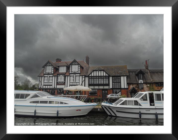 Pub with Moorings Framed Mounted Print by GJS Photography Artist