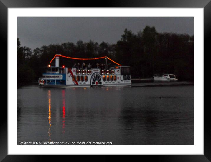 Vintage Boardsman Paddle Steamer Lights Glowing Framed Mounted Print by GJS Photography Artist