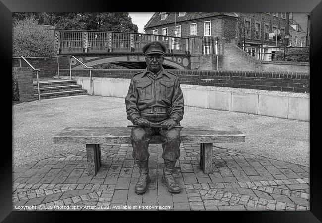Captain Mainwaring Statue Thetford in Black and White Framed Print by GJS Photography Artist