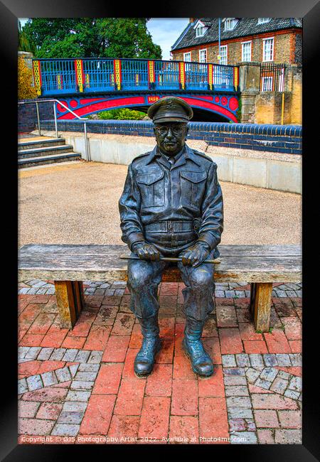 Arthur Lowe Statue Sitting at Thetford Framed Print by GJS Photography Artist