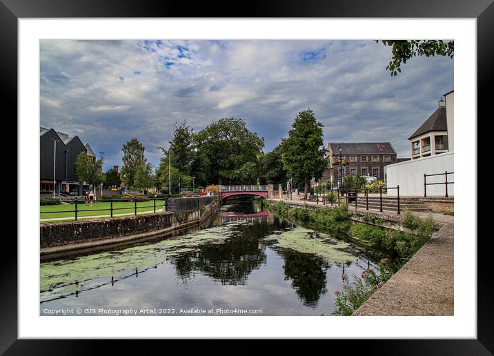 Thetford Town Bridge Reflections Framed Mounted Print by GJS Photography Artist