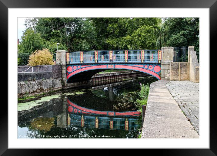 Thetford Town Bridge Waterside Framed Mounted Print by GJS Photography Artist