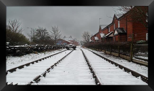 Snow down the Tracks Framed Print by GJS Photography Artist