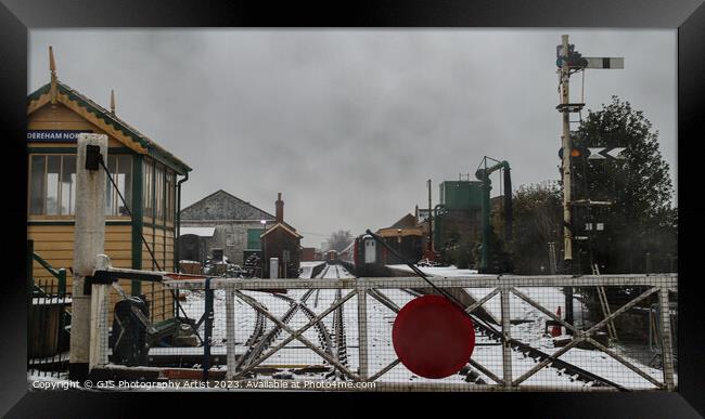 Dereham Station Track Gets Snow Framed Print by GJS Photography Artist