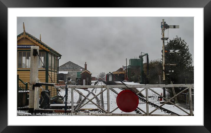 Dereham Station Track Gets Snow Framed Mounted Print by GJS Photography Artist