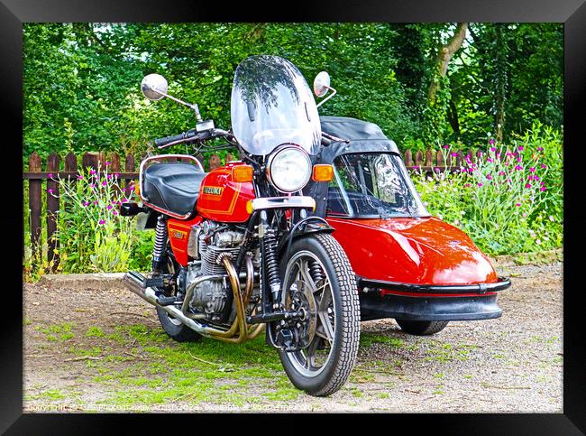 Classic Suzuki with Vintage Sidecar Framed Print by GJS Photography Artist