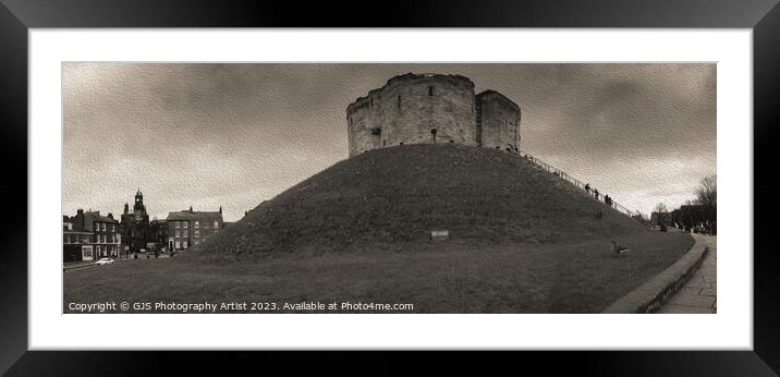 Clifford's Tower York Panorama Sepia Oil Framed Mounted Print by GJS Photography Artist