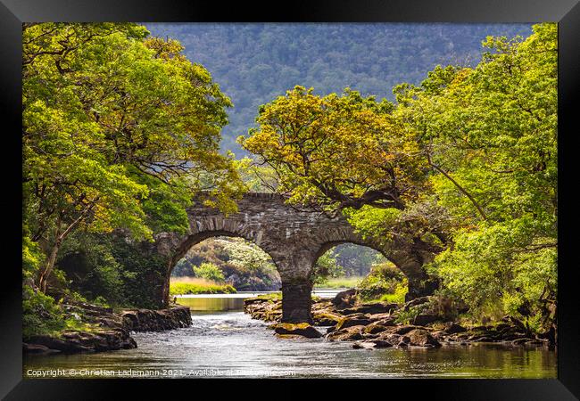 Old Weir Bridge at Meeting of the Waters Killarney Framed Print by Christian Lademann