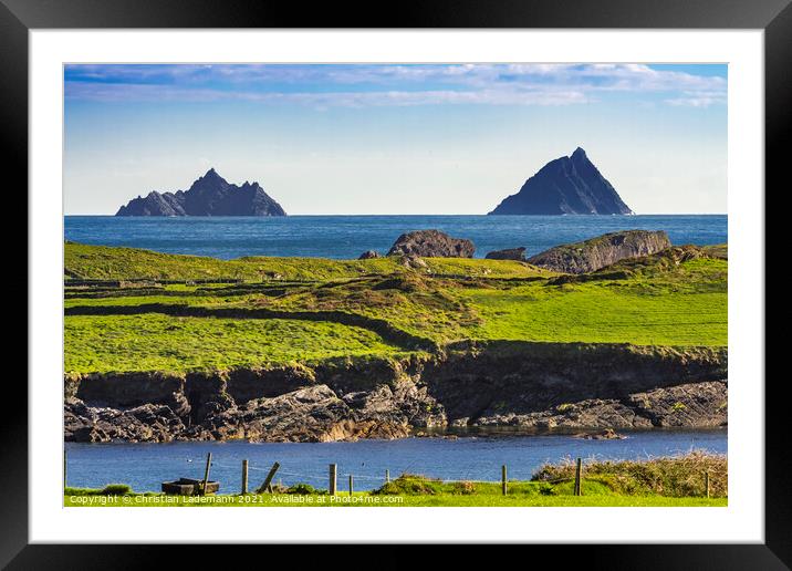 Skellig Islands, Ireland Framed Mounted Print by Christian Lademann