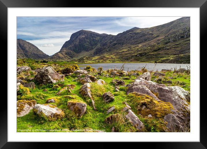 Scenery at Black Lake in the Gap of Dunloe, Kerry, Framed Mounted Print by Christian Lademann
