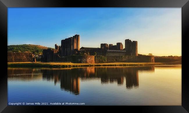 Caerphilly Castle Sunset Framed Print by James Mills