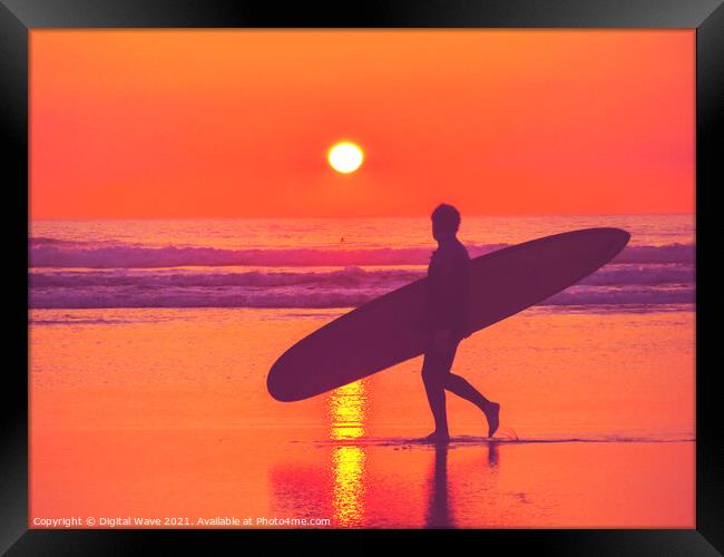 Sunset Surfer Framed Print by Digital Wave