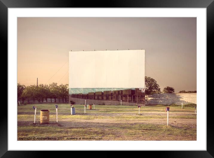 Galaxy Drive-In Movie Theatre Framed Mounted Print by Andrew Bishop