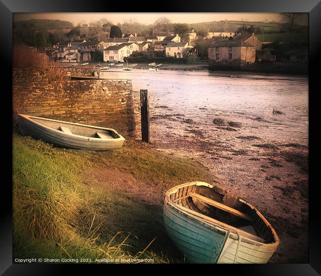 Lerryn, Cornwall. Boats Framed Print by Sharon Cocking