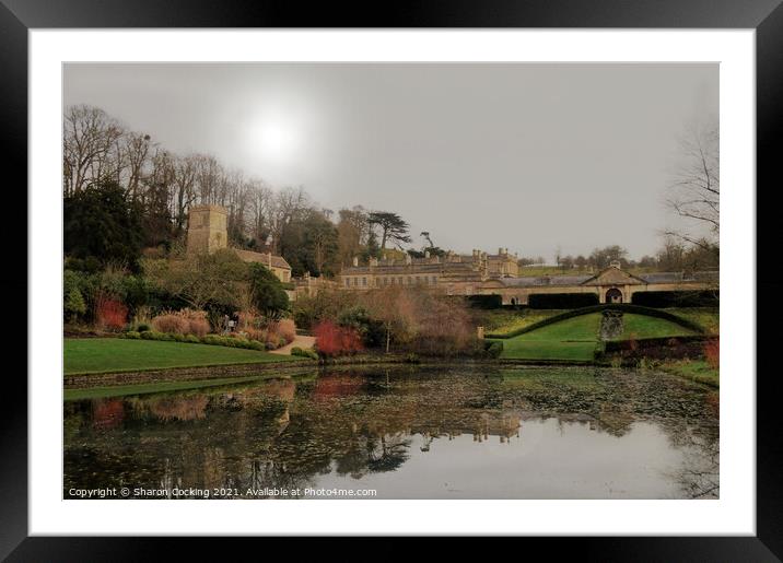 Dyrham park, house and lake. Framed Mounted Print by Sharon Cocking