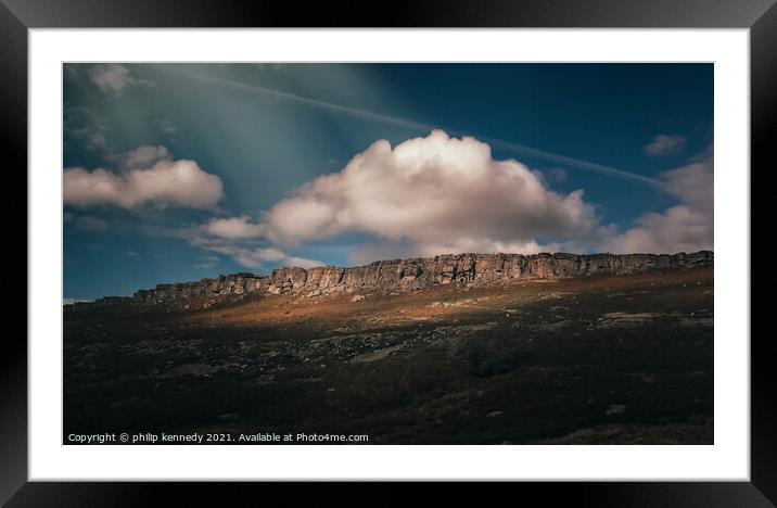 Stanage Edge. Derbyshire. Framed Mounted Print by philip kennedy