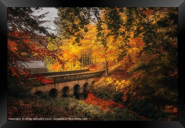 Autumn Bridge Framed Print by philip kennedy