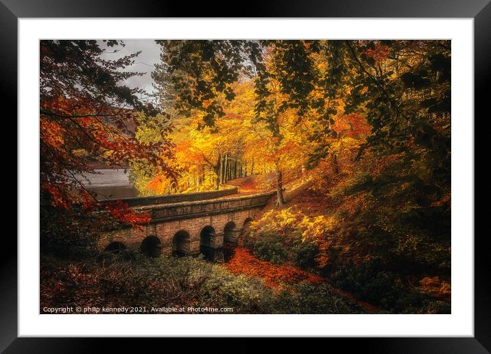 Autumn Bridge Framed Mounted Print by philip kennedy