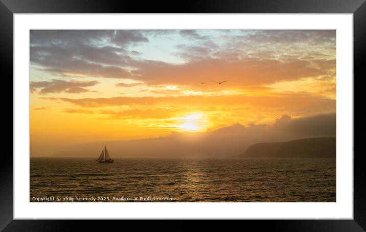 Sunset in Devon Framed Mounted Print by philip kennedy