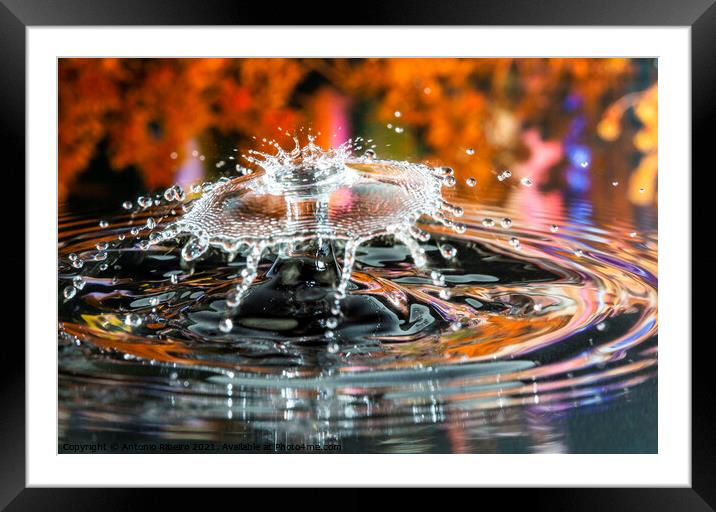 Water Drop Collision  Framed Mounted Print by Antonio Ribeiro