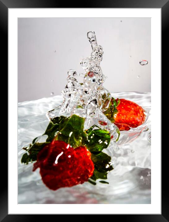 Fruit Falling Into Clear Water Framed Mounted Print by Antonio Ribeiro