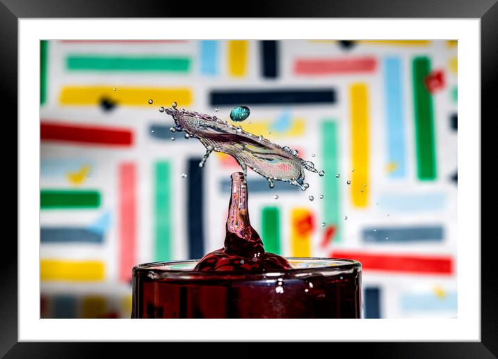 Blue on Red Collisions over a Colorful background Framed Mounted Print by Antonio Ribeiro