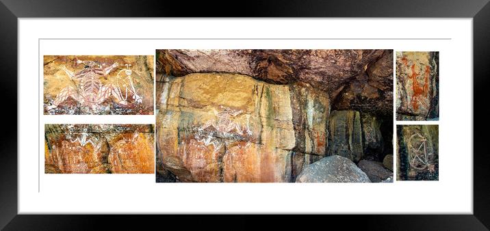 Collage of Kakadu Rock Art Framed Mounted Print by Antonio Ribeiro