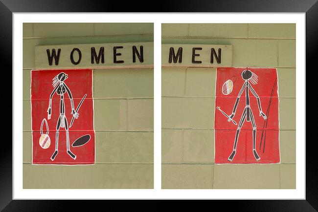 Men and Women Signs on Toilet Block Framed Print by Antonio Ribeiro