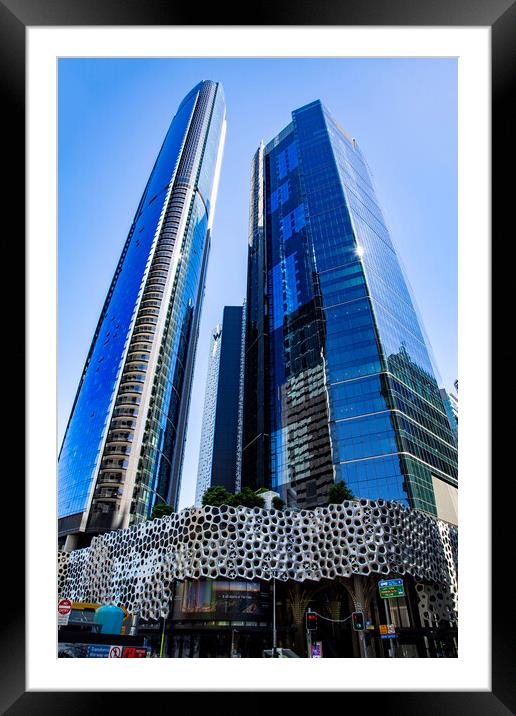 Brisbane Tall Buildings of the City Center Framed Mounted Print by Antonio Ribeiro