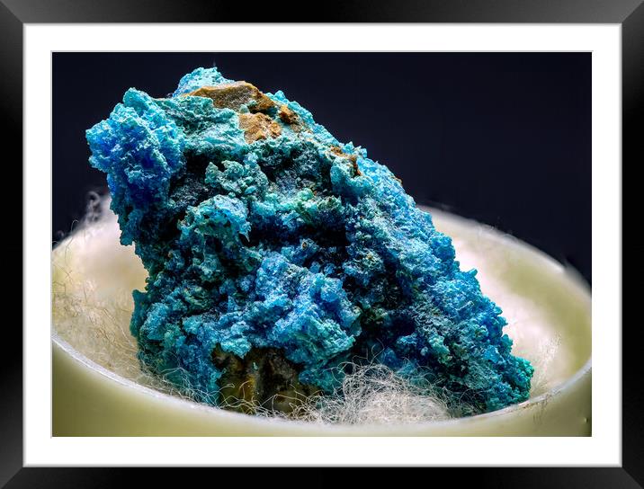 Azurite Mineral also known as Chessylite Framed Mounted Print by Antonio Ribeiro