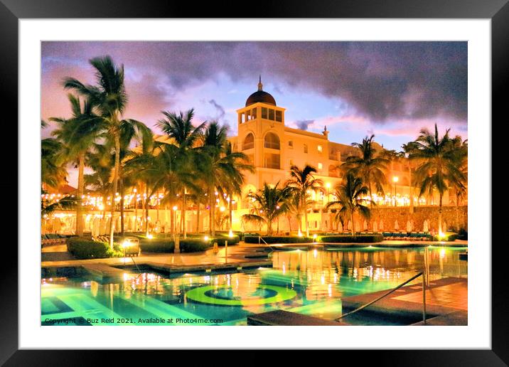 Palace Hotel ablaze with light after dramatic suns Framed Mounted Print by Buz Reid