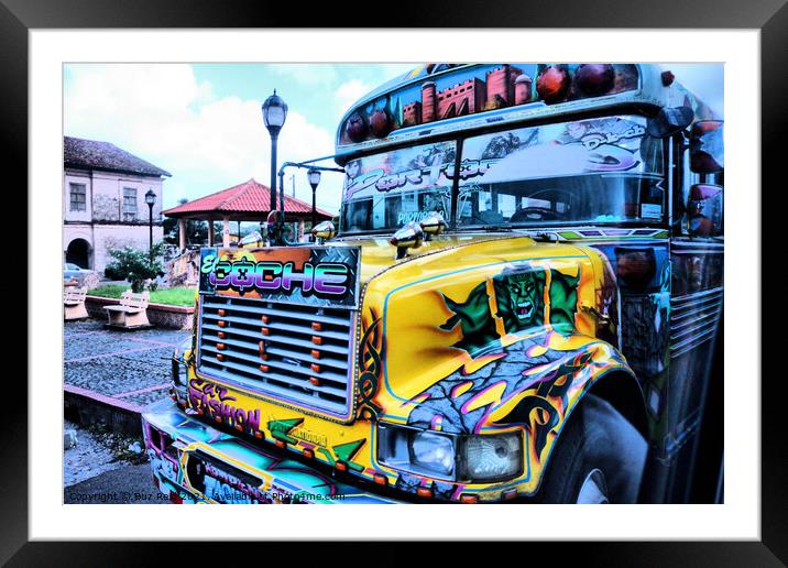 Psychedelic Bus to Funky Town, Panama Style Framed Mounted Print by Buz Reid