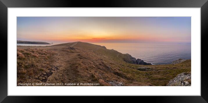 Sunset over Pentire Headland Newquay Framed Mounted Print by Geoff Tydeman