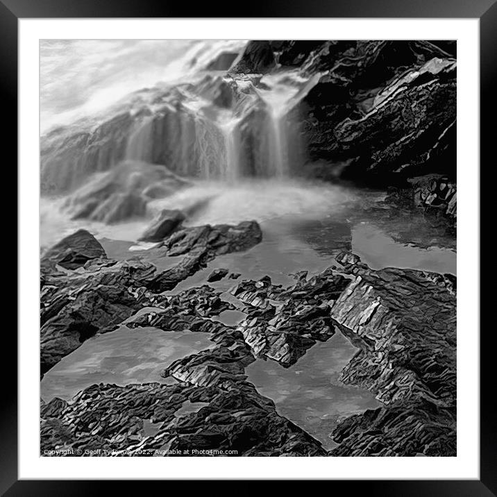 Rock Pool at Fistral Beach Newquay Framed Mounted Print by Geoff Tydeman