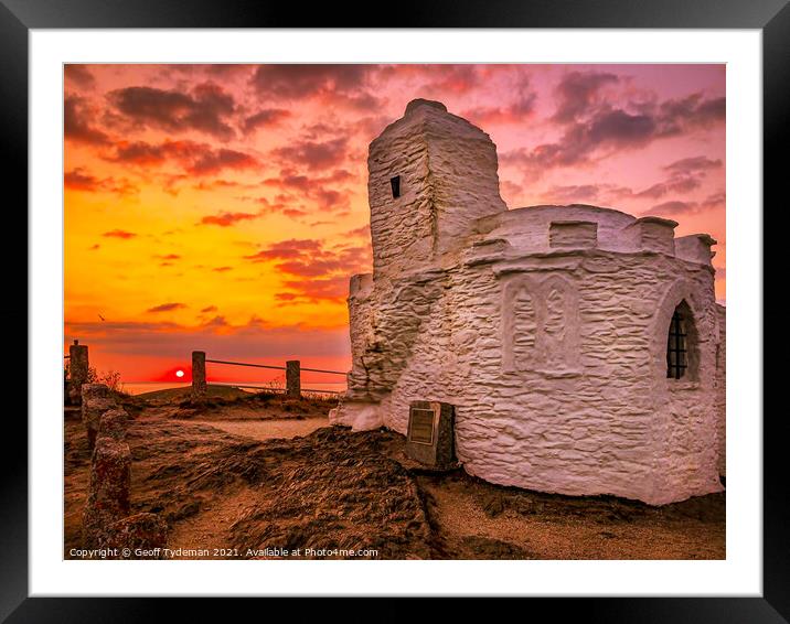 Sunset at the Huer's Hut Newquay Framed Mounted Print by Geoff Tydeman