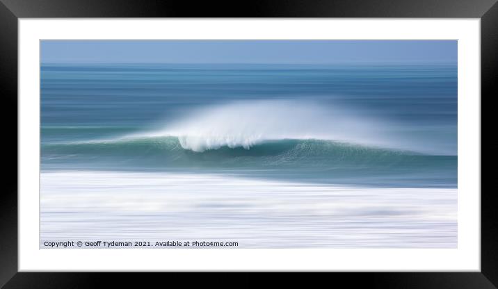 Breaking Wave at Fistral Beach Framed Mounted Print by Geoff Tydeman