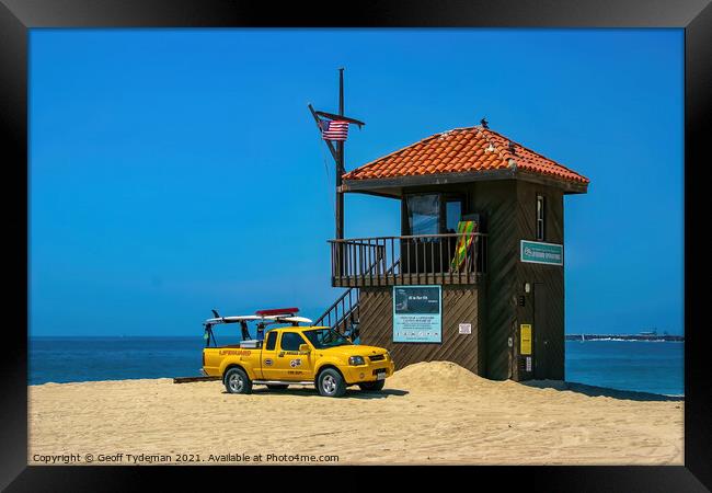 Lifeguard Station Redondo Beach Framed Print by Geoff Tydeman