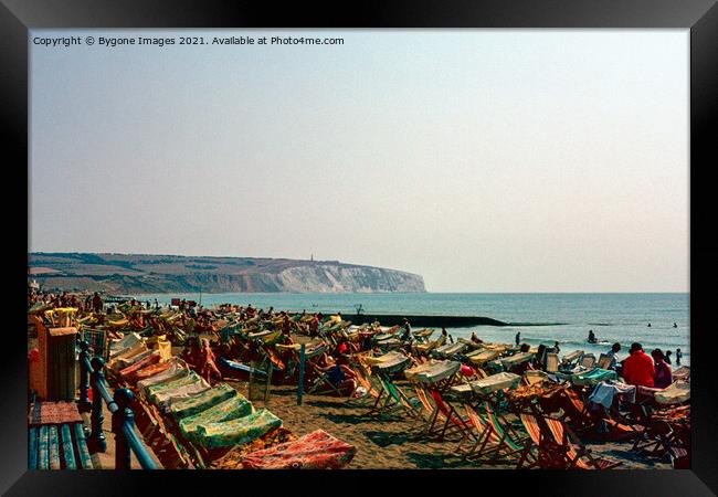 Deckchairs on the Beach Sandown Isle of White 1970s Framed Print by Bygone Images