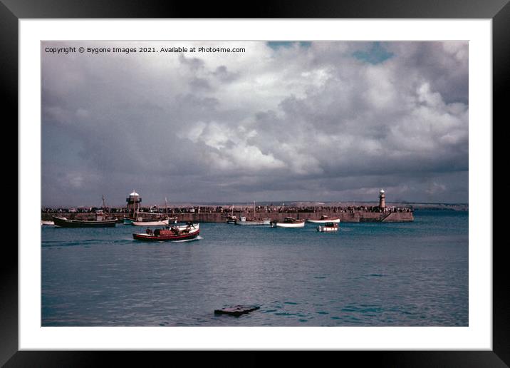 Stormy Sky and Lifeboat St Ives Cornwall 1956 Framed Mounted Print by Bygone Images